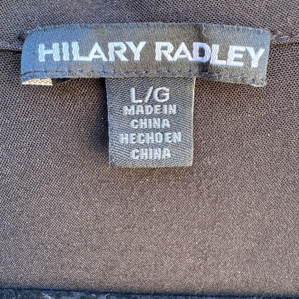 Hilary Radley Womens Black Polo Style Stretch Lightweight Short Sleeve Top L