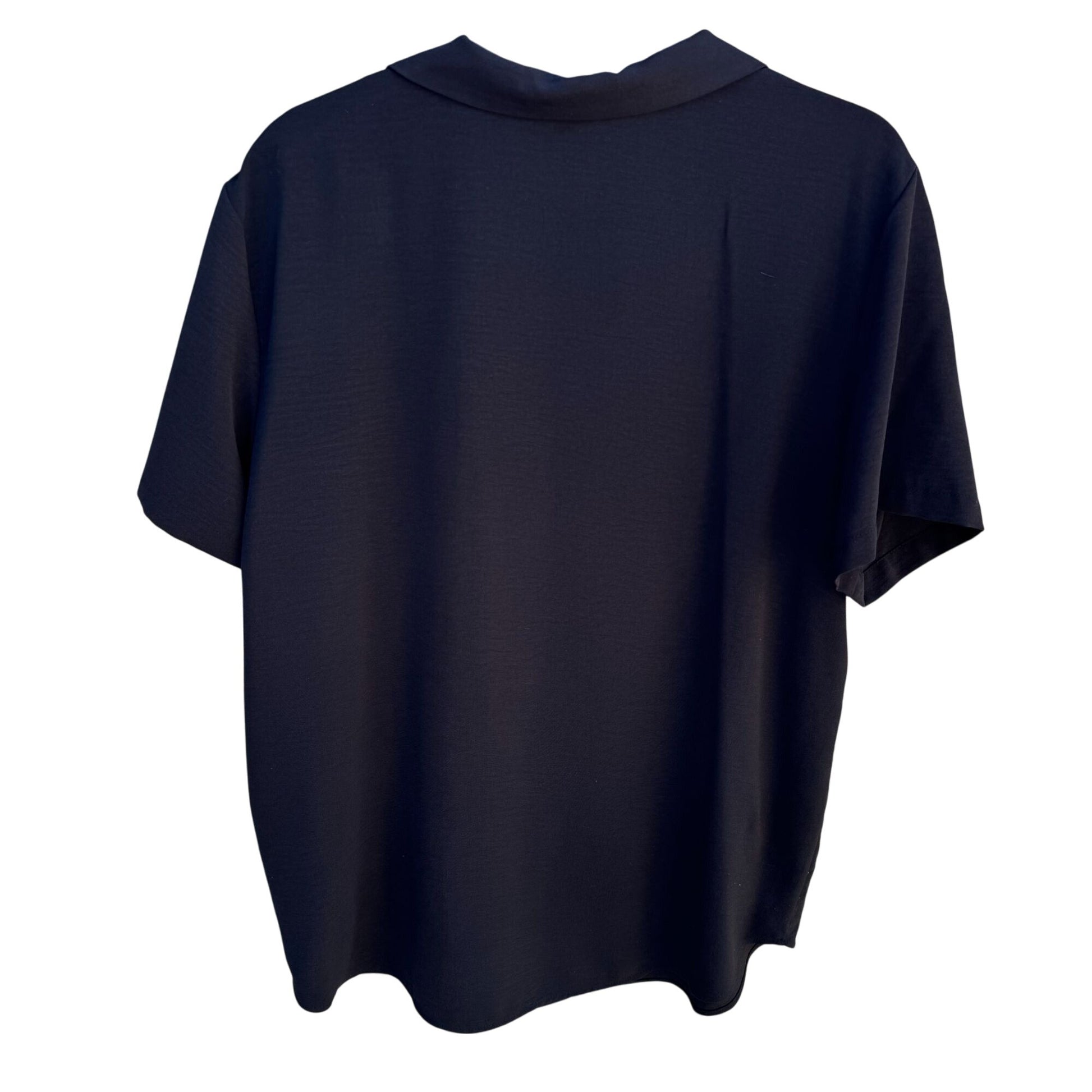 Hilary Radley Womens Black Polo Style Stretch Lightweight Short Sleeve Top L