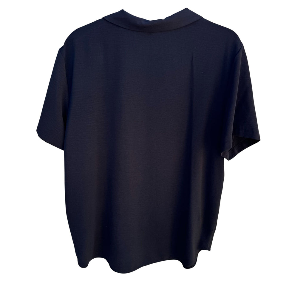 Hilary Radley Womens Black Polo Style Stretch Lightweight Short Sleeve Top L