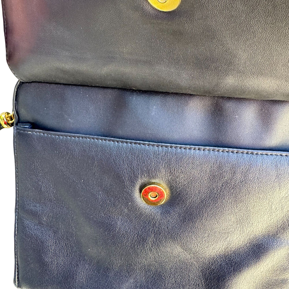 Giani Bernini Womens Navy Leather Tassel Accent Zip Close Crossbody Shoulder Bag