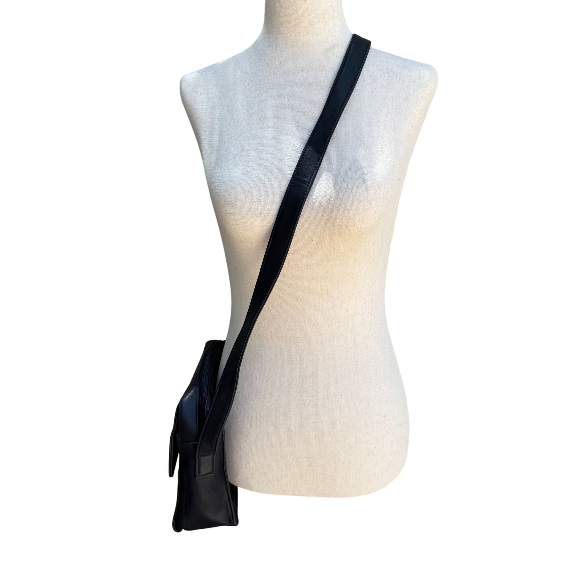 Giani Bernini Womens Navy Leather Tassel Accent Zip Close Crossbody Shoulder Bag