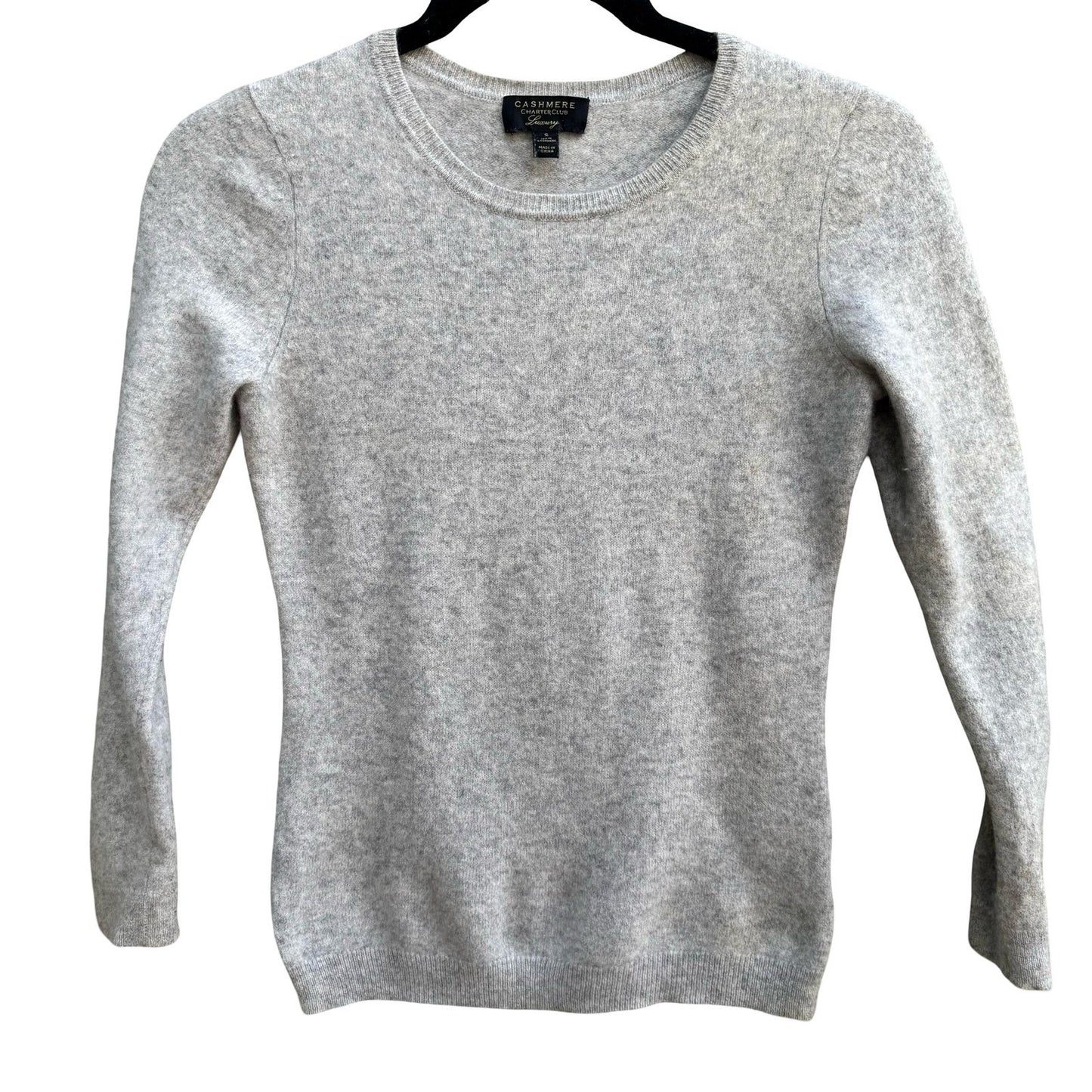 Charter Club Luxury 100% Cashmere Old Money Minimalist Sweater Gray Womens S
