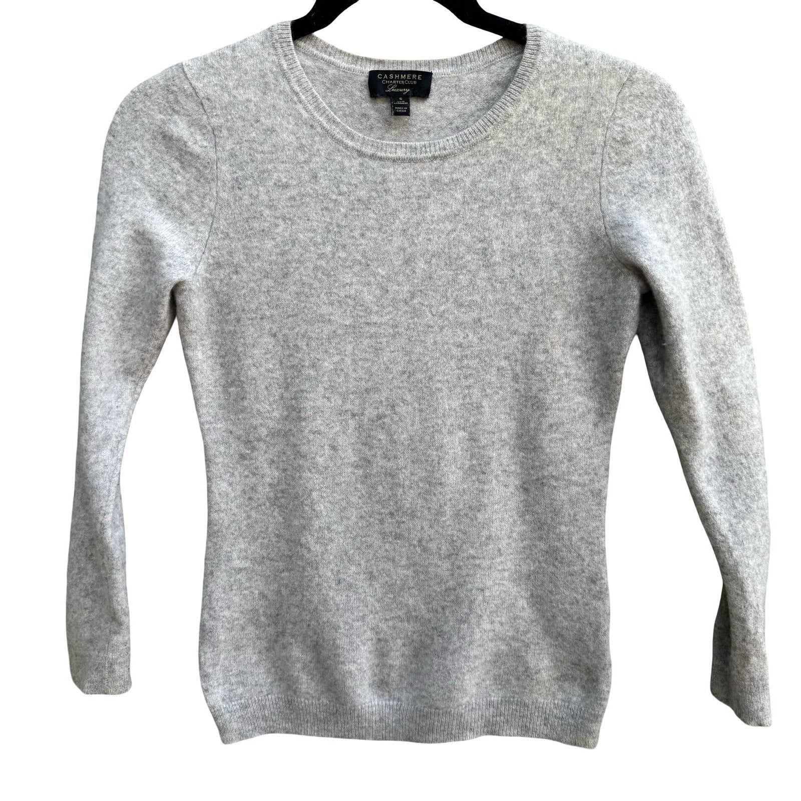 Charter Club Luxury 100% Cashmere Old Money Minimalist Sweater Gray Womens S
