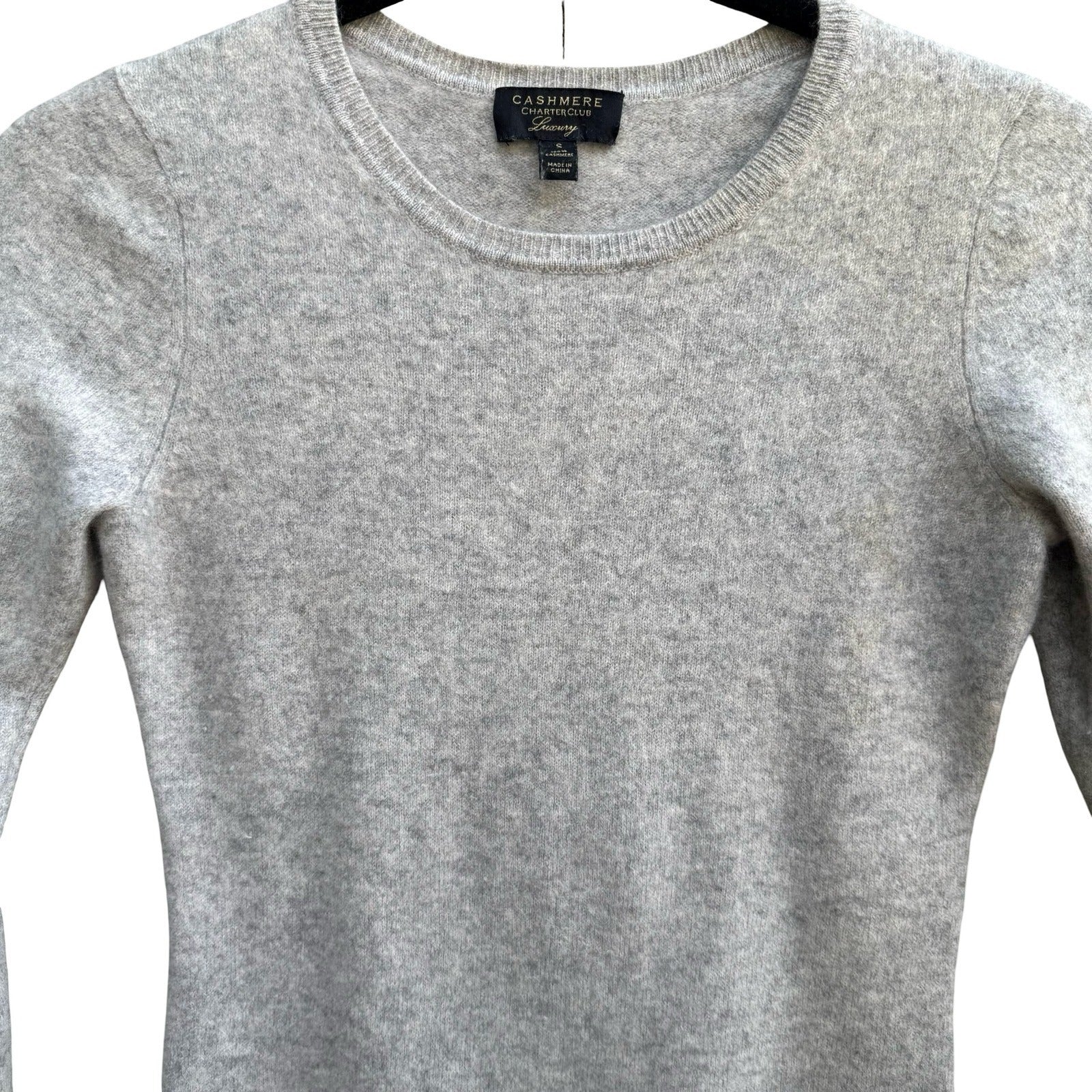 Charter Club Luxury 100% Cashmere Old Money Minimalist Sweater Gray Womens S