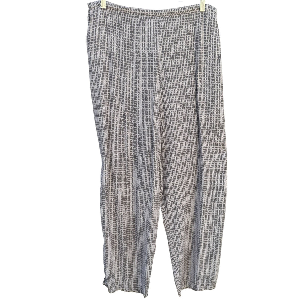 Cherokee Womens Grey White Checkered Lightweight Flowy Drawstring Waist Pants XL