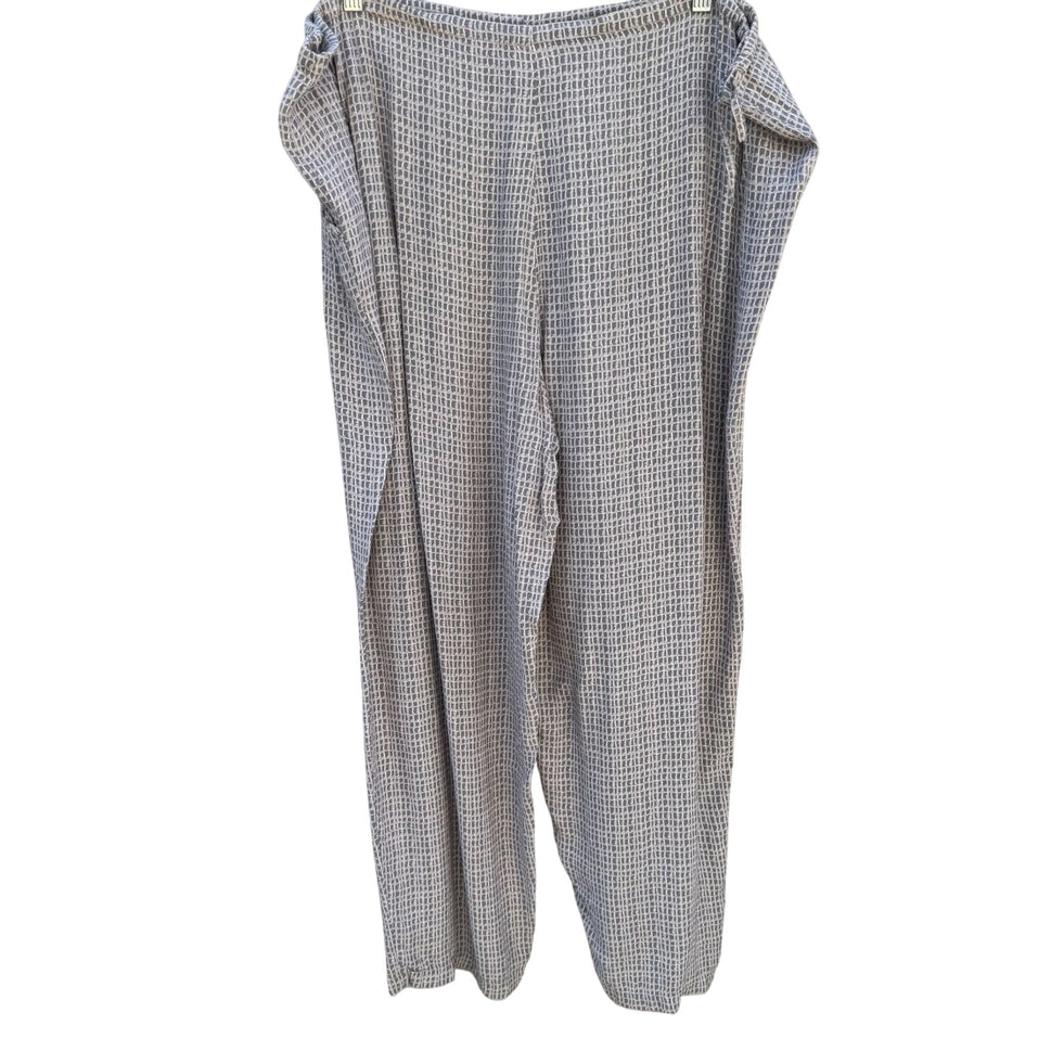 Cherokee Womens Grey White Checkered Lightweight Flowy Drawstring Waist Pants XL