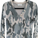 Switch Michael Stars Y2K Grey Camo Waffle Knit Thermal V-Neck Henley Top OS Gorpcore 3 image