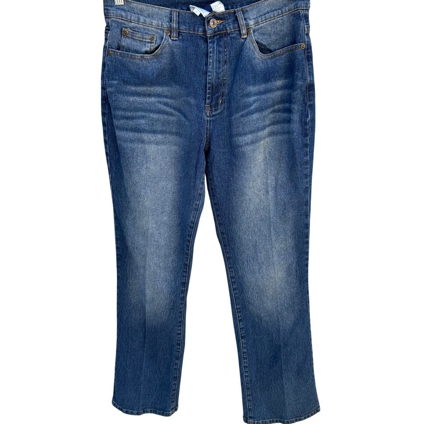 Diane Gilman DG2 Womens Straight Leg Faded Jeans Blue Medium Wash Stretch Size 8