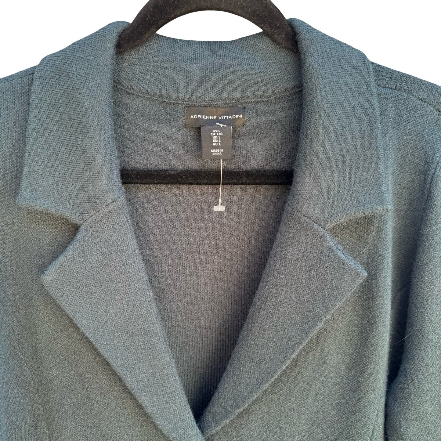 Adrienne Vittadini Minimalist Knitwear Blazer Jacket Green Preppy Womens L NEW