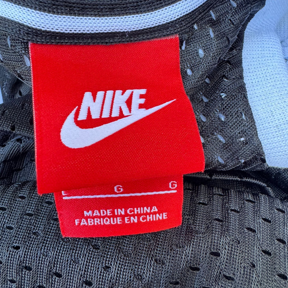 Nike Womens Athletic White Black Mesh Racerback Tank Top Just Do It Dri Fit Large