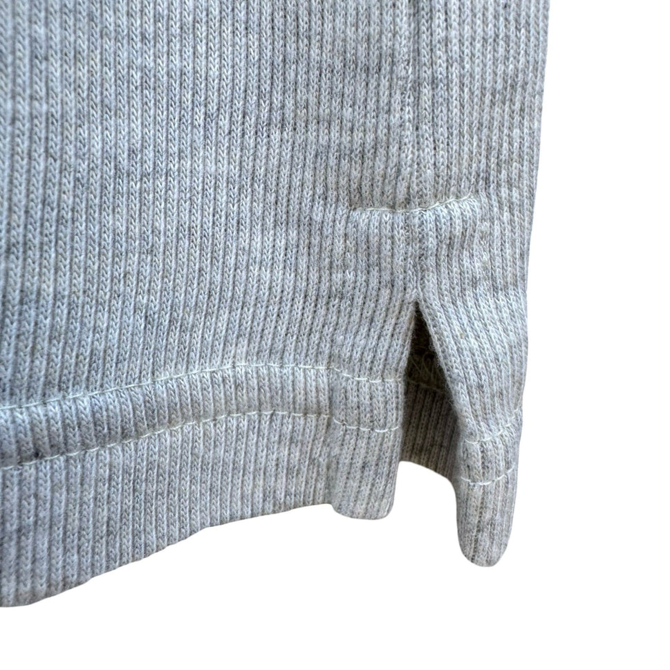 Vintage 90s Gray Ribbed Knit Tipped Polo Shirt Mens L Preppy Minimalist Grandpa