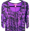 Switch Woman Within Purple Black Tie Dye Pleated Neck Long Tunic Shirt Blouse Top L 3 image