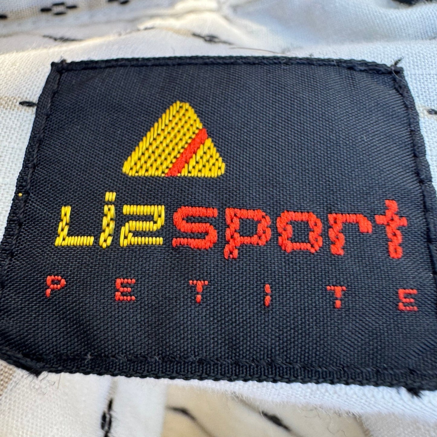 LizSport Vintage Womens S White Black Striped Cotton Button Down Shirt Pockets