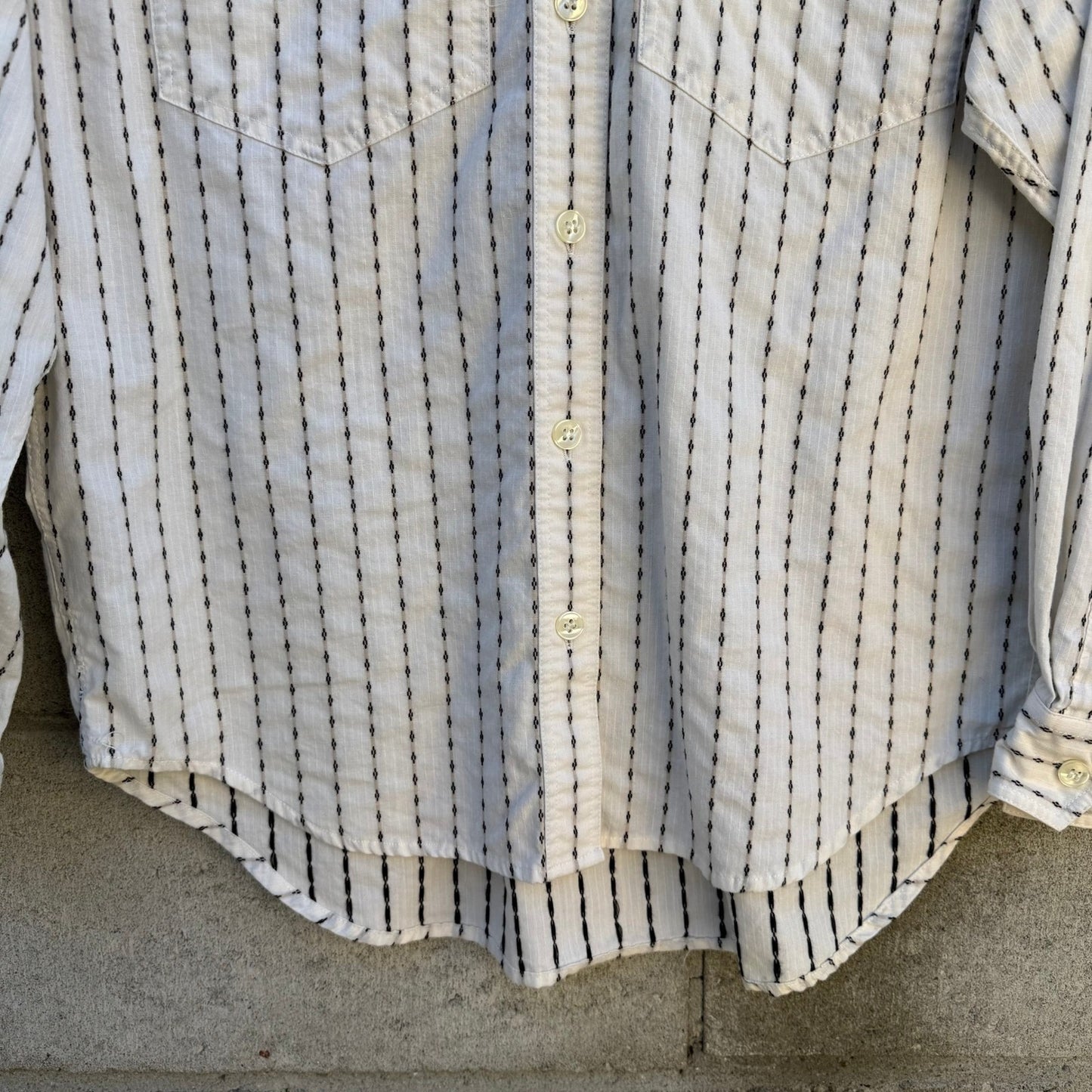 LizSport Vintage Womens S White Black Striped Cotton Button Down Shirt Pockets