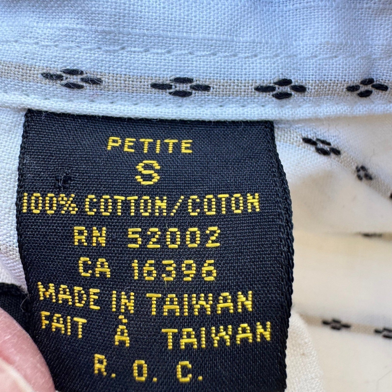 LizSport Vintage Womens S White Black Striped Cotton Button Down Shirt Pockets