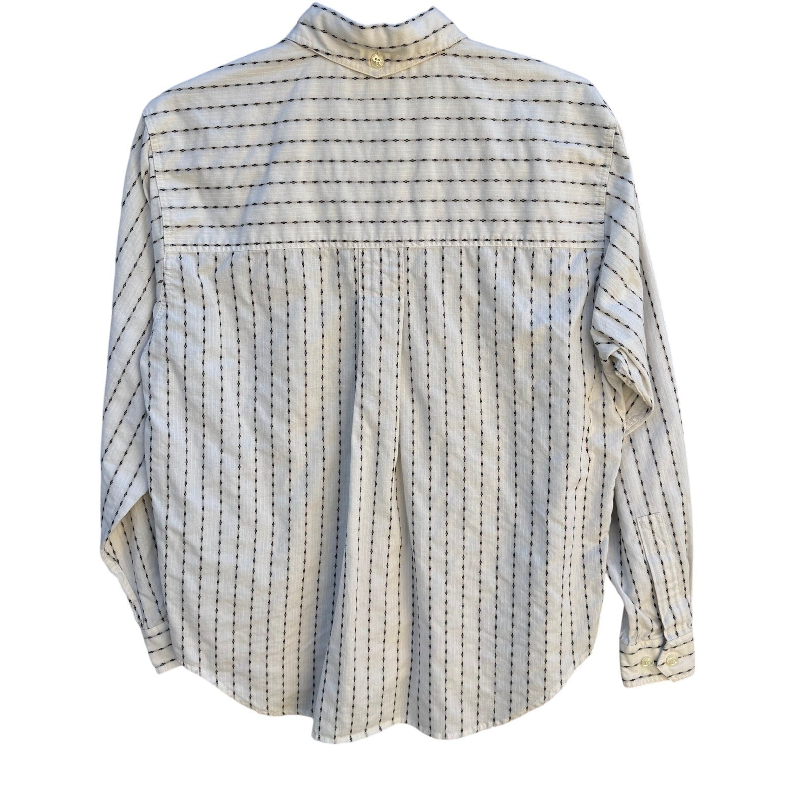 LizSport Vintage Womens S White Black Striped Cotton Button Down Shirt Pockets