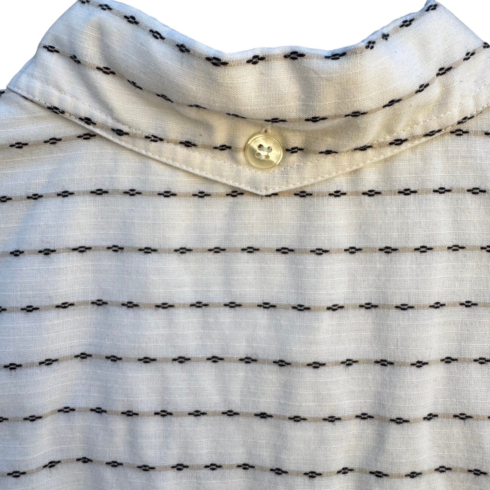 LizSport Vintage Womens S White Black Striped Cotton Button Down Shirt Pockets