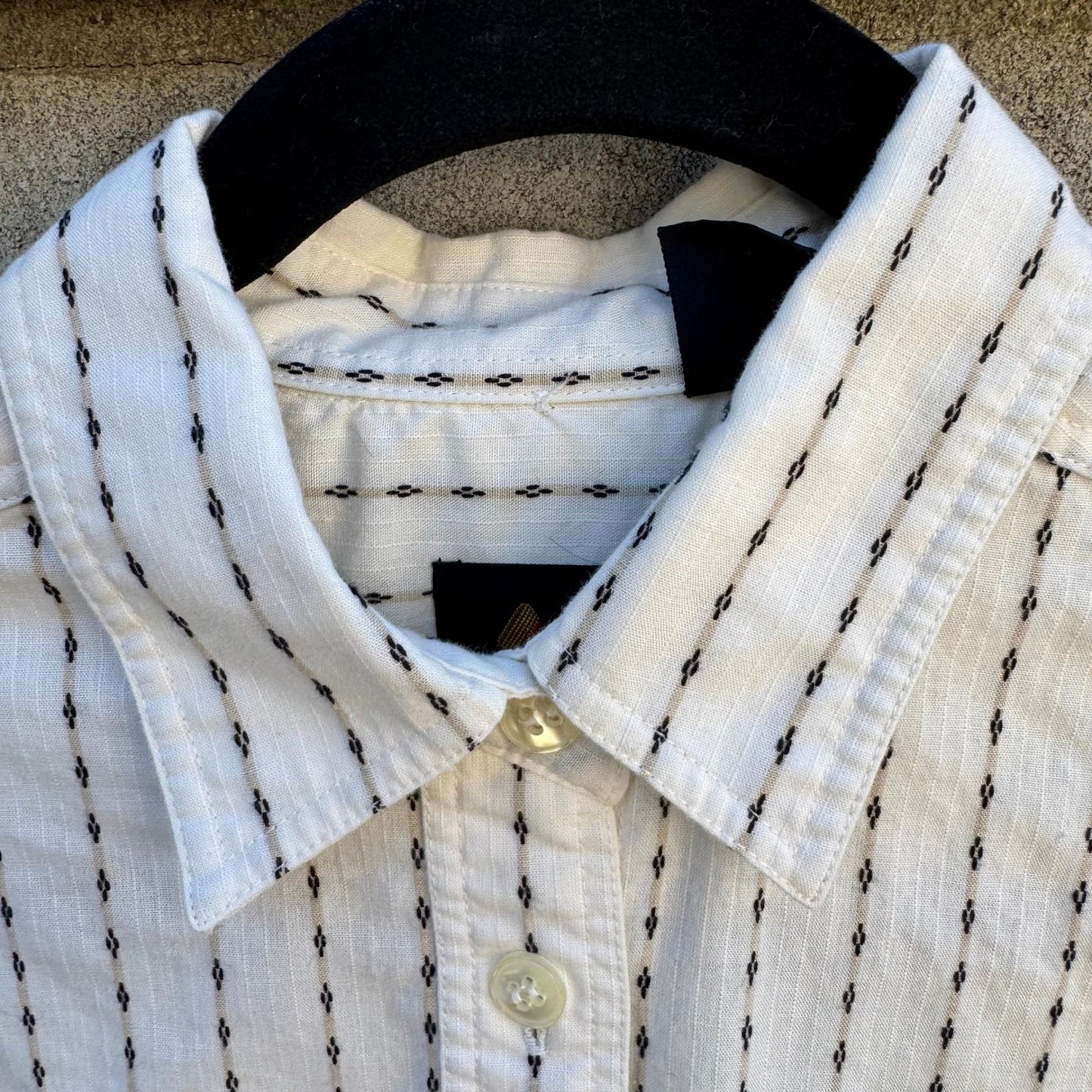 LizSport Vintage Womens S White Black Striped Cotton Button Down Shirt Pockets