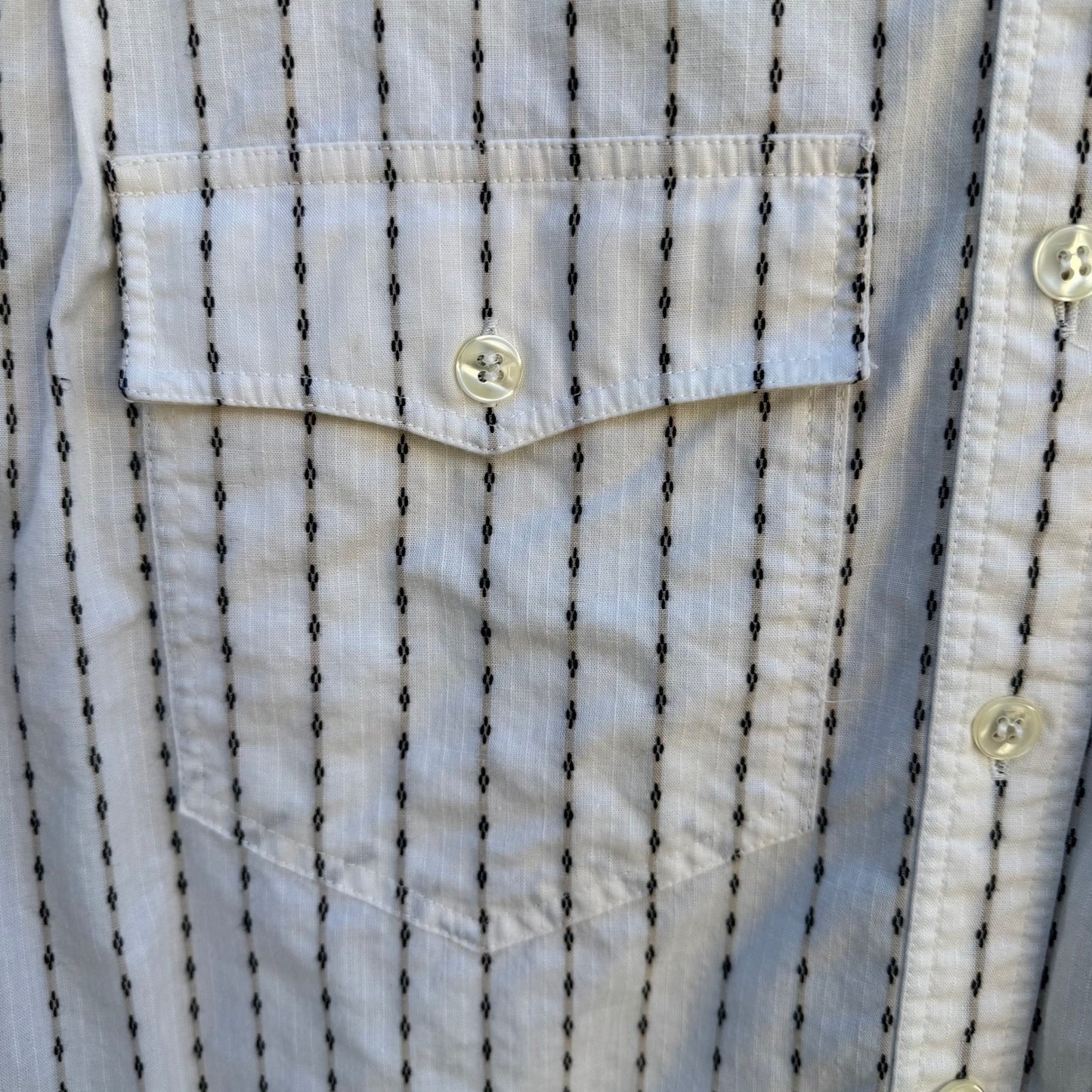 LizSport Vintage Womens S White Black Striped Cotton Button Down Shirt Pockets