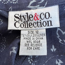 Switch Style &amp; Co Collection Silk Linen Floral Medallion Pants Navy Blue Womens 12 2 image