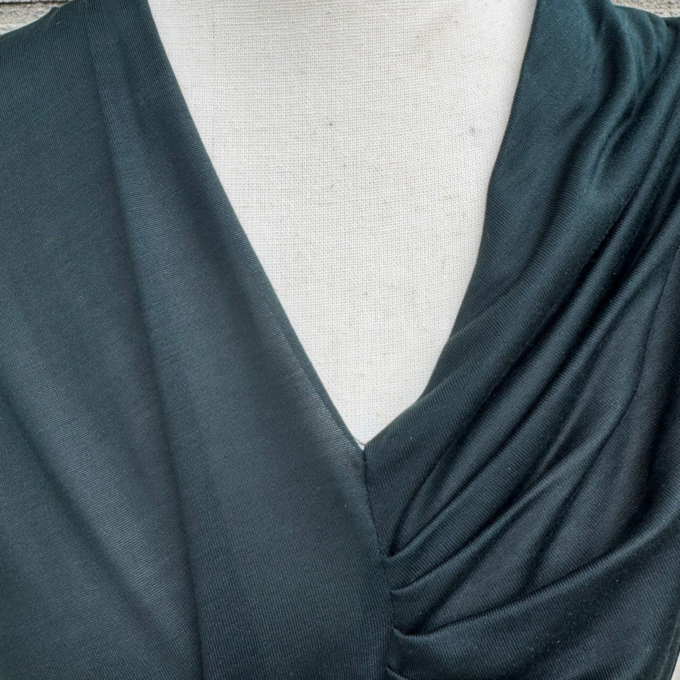 Poleci Vintage Y2K Draped Asymmetrical Midi Dress Lagenlook Avant Garde Green S