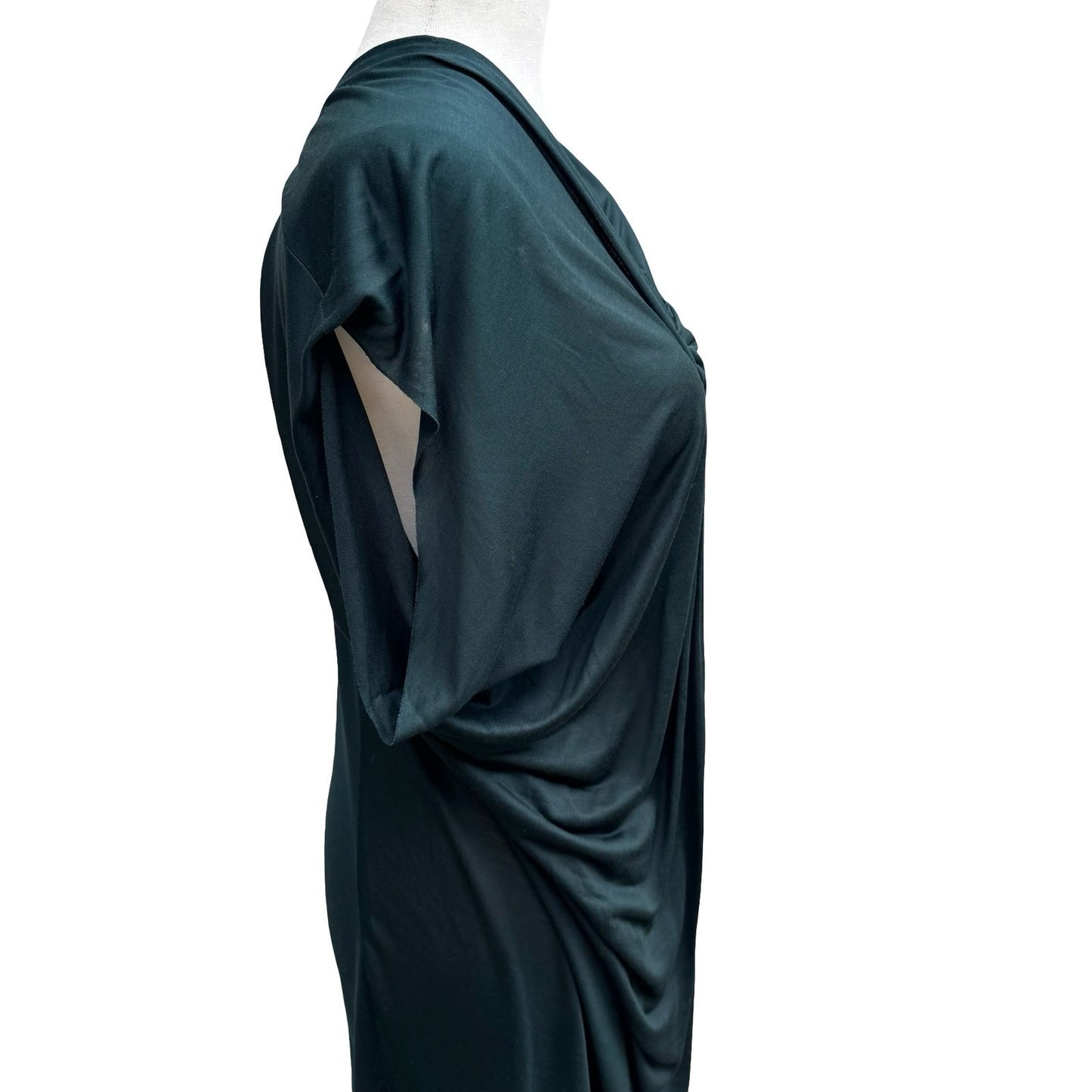 Poleci Vintage Y2K Draped Asymmetrical Midi Dress Lagenlook Avant Garde Green S