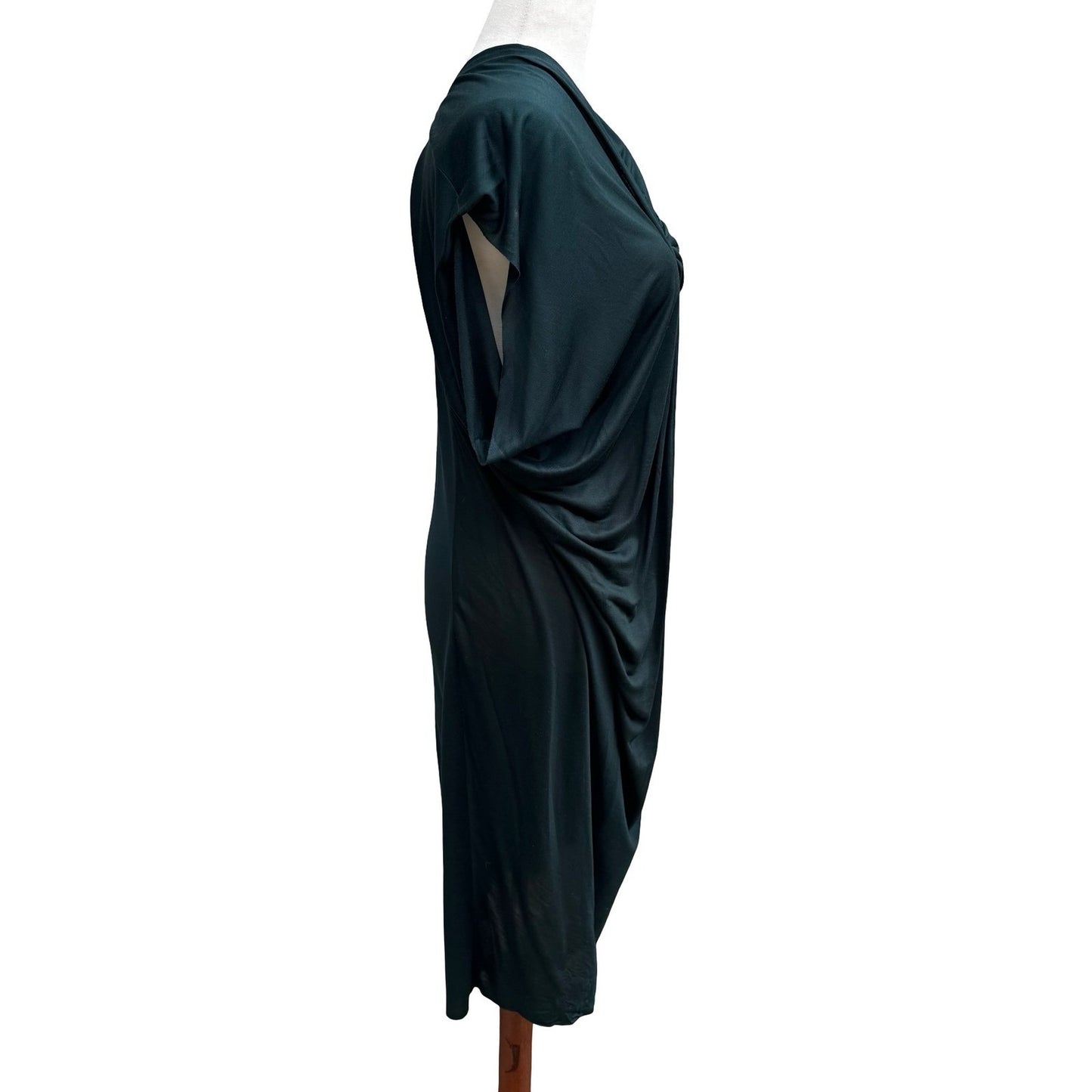 Poleci Vintage Y2K Draped Asymmetrical Midi Dress Lagenlook Avant Garde Green S