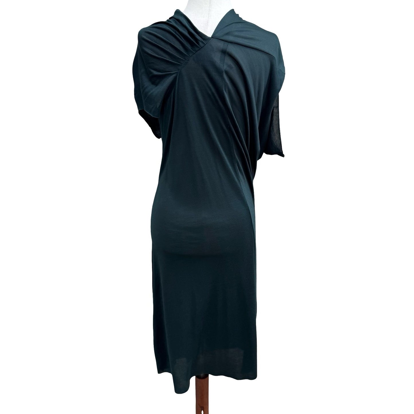 Poleci Vintage Y2K Draped Asymmetrical Midi Dress Lagenlook Avant Garde Green S