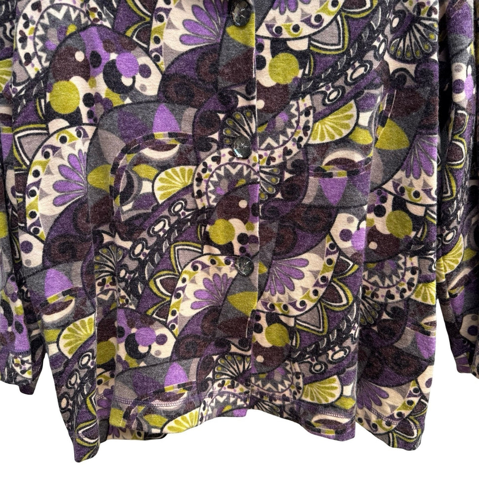 Nicaya Abstract Psychedelic Boho Art To Wear Whimsigoth Fuzzy Knit Cardigan 1X