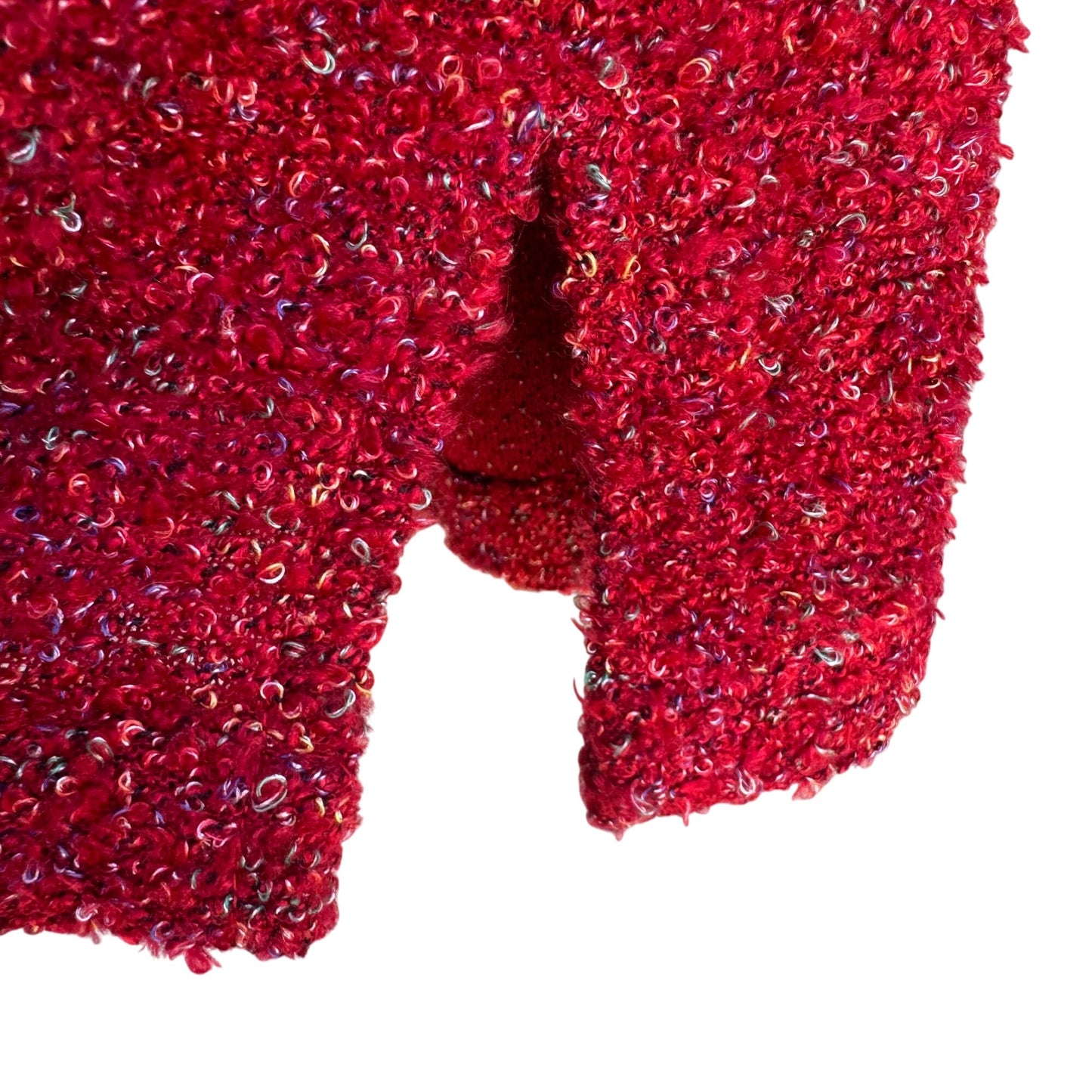 Erin London Vintage Womens Red Boucle Button-Up Knit PreppyCardigan Jacket New S