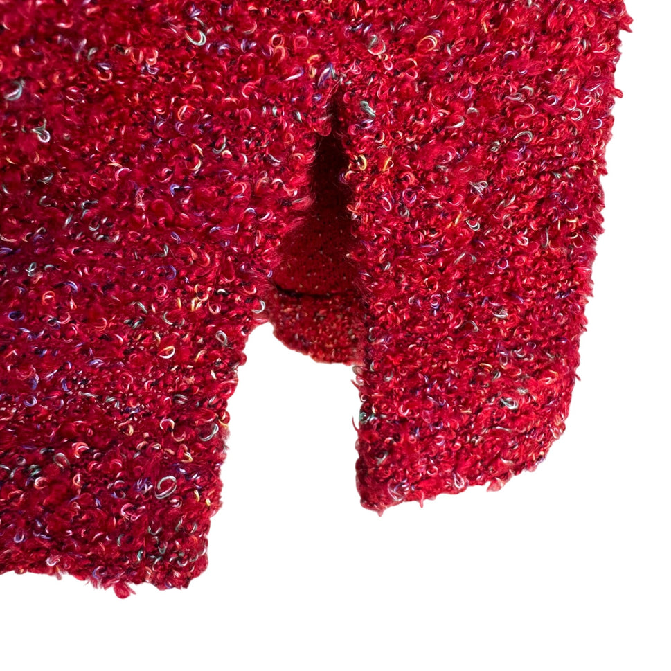 Erin London Vintage Womens Red Boucle Button-Up Knit PreppyCardigan Jacket New S