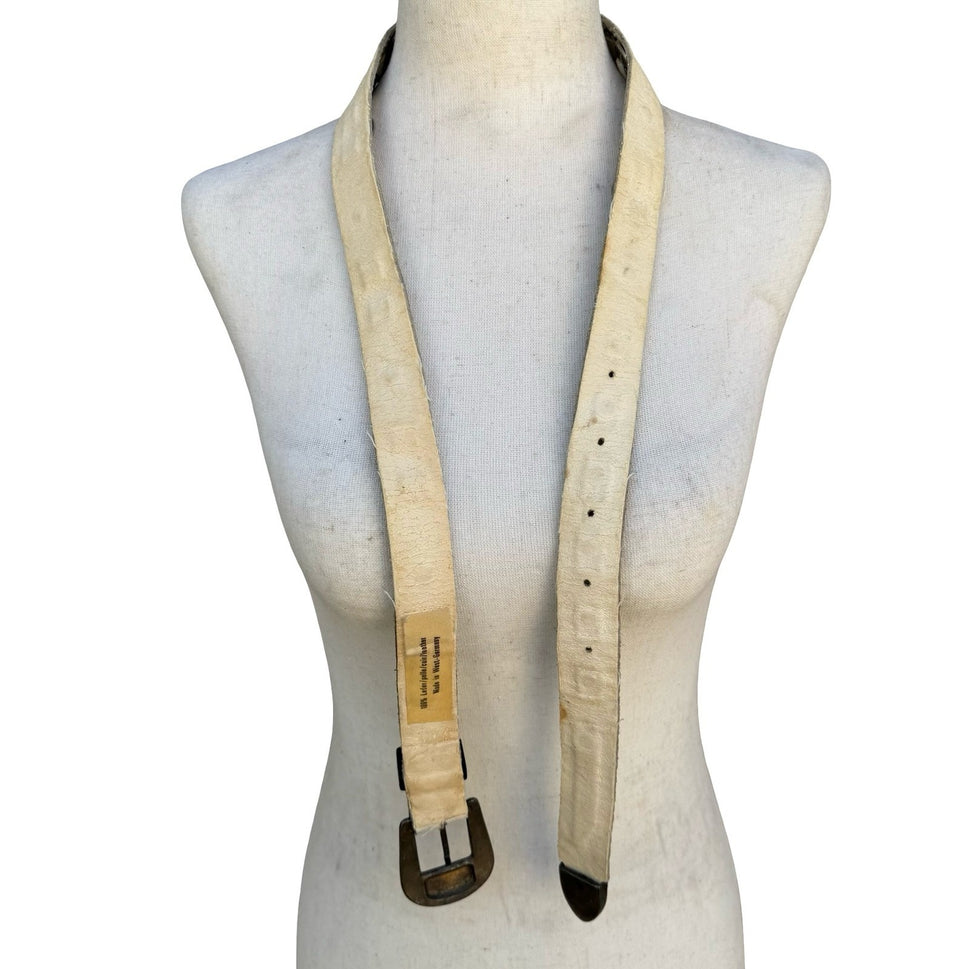Lily Farouche Munich Vintage White Leather Studded Star Concho Belt West Germany