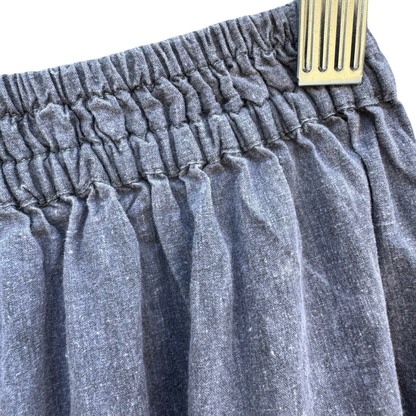 Vintage 90s Grey Embroidered Floral Beaded Midi Skirt Pockets Boho Folk Peasant