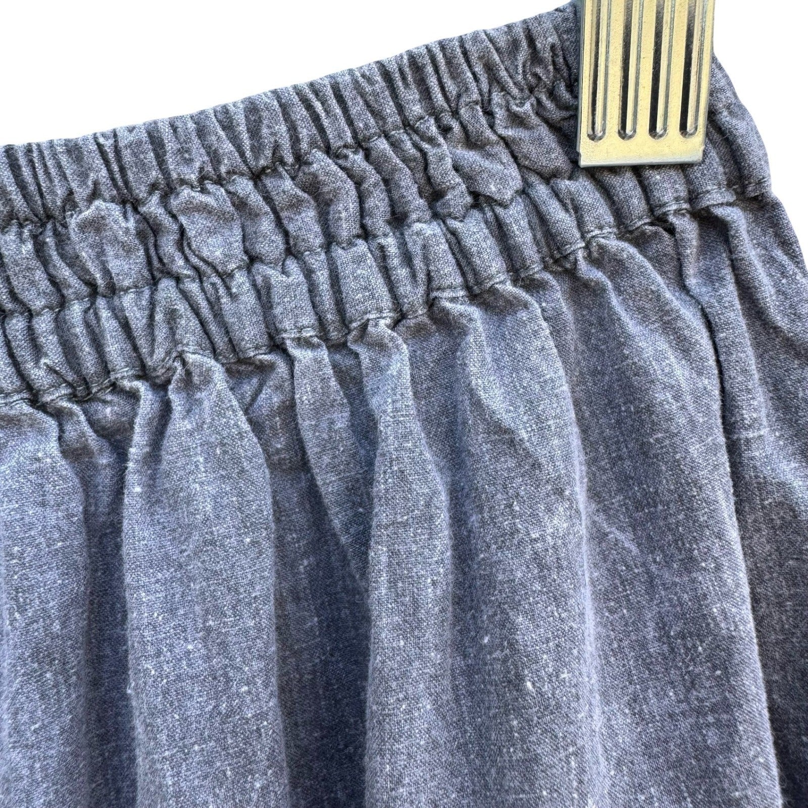 Vintage 90s Grey Embroidered Floral Beaded Midi Skirt Pockets Boho Folk Peasant