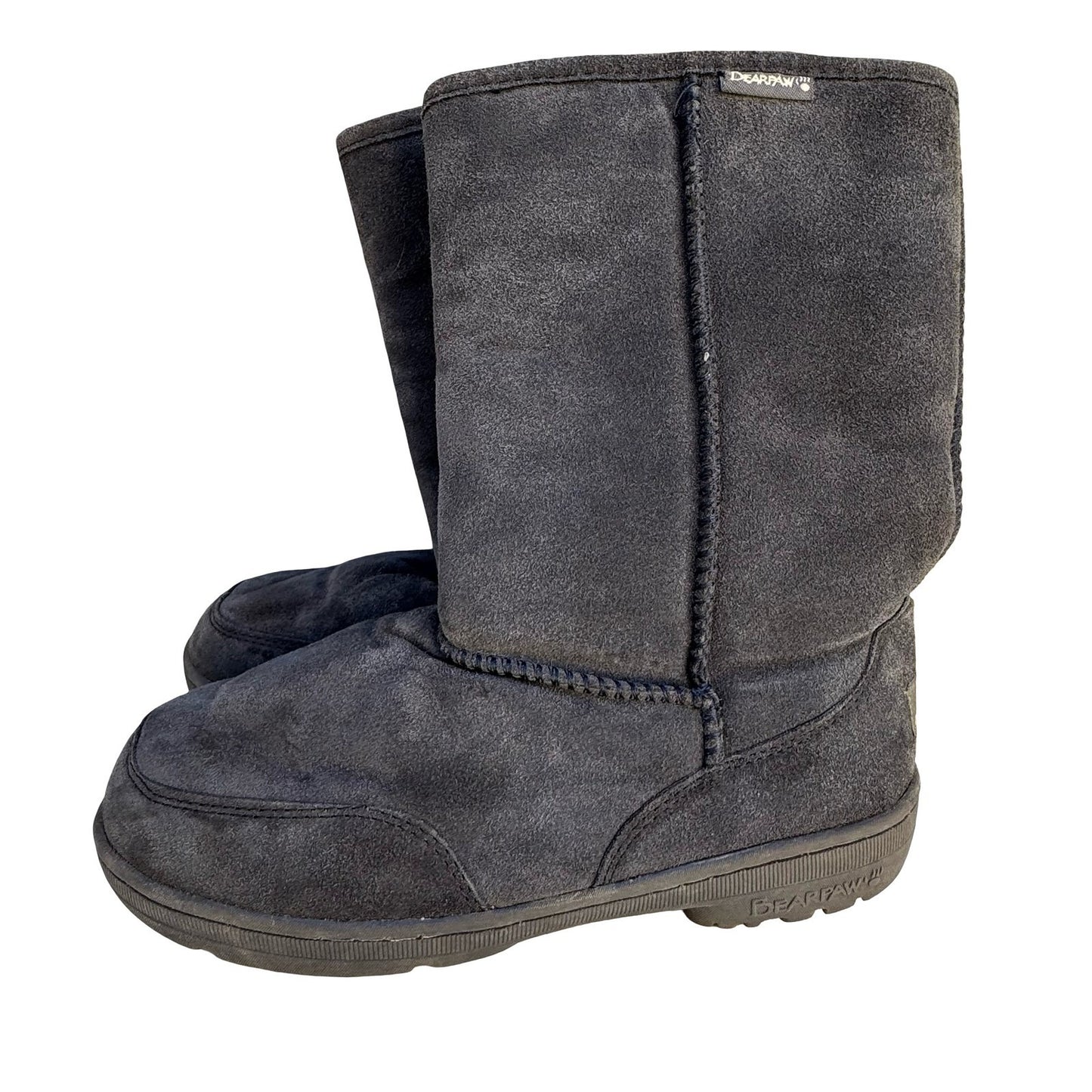Bearpaw Emma Tall Womens Boots Charcoal Gray Suede Shearling Sheepskin Wool 10