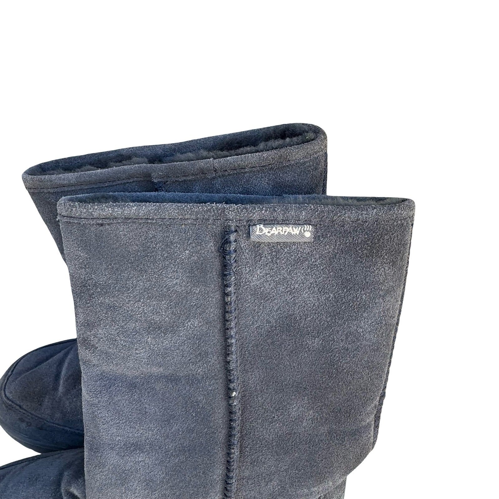 Bearpaw Emma Tall Womens Boots Charcoal Gray Suede Shearling Sheepskin Wool 10