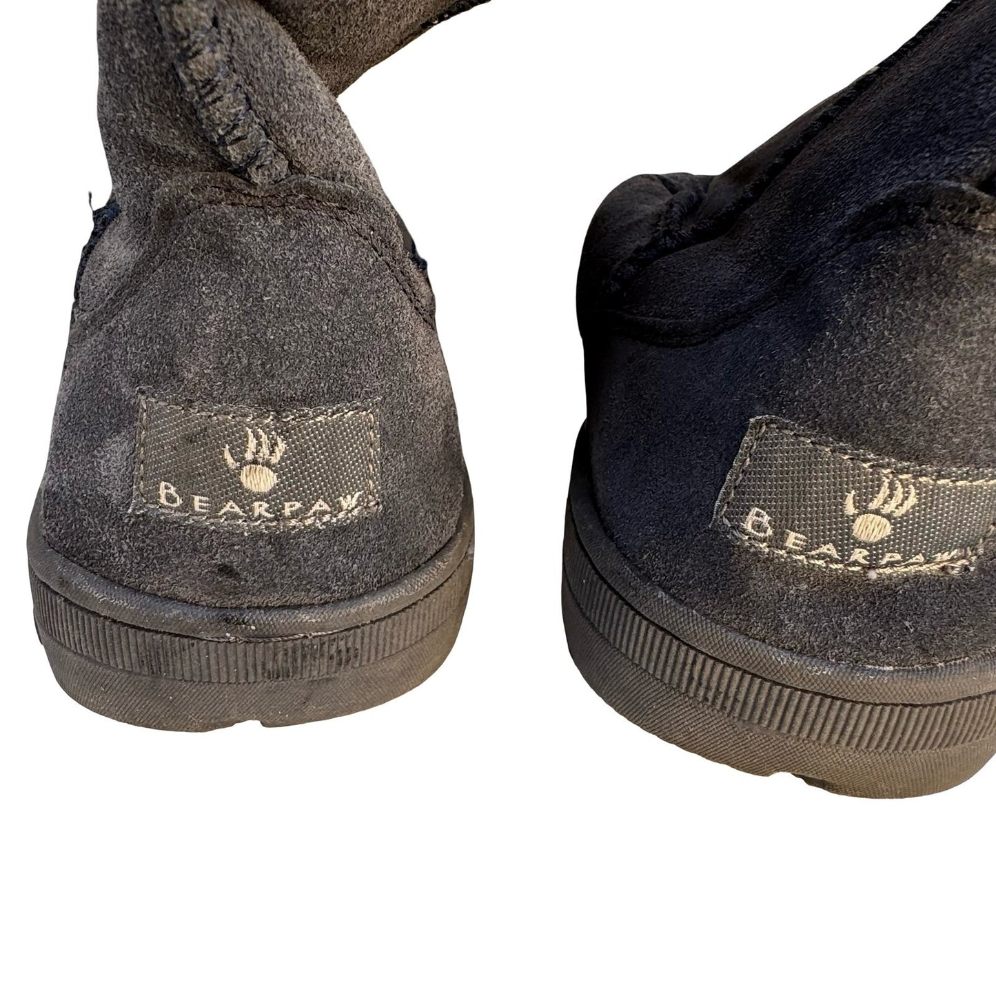 Bearpaw Emma Tall Womens Boots Charcoal Gray Suede Shearling Sheepskin Wool 10