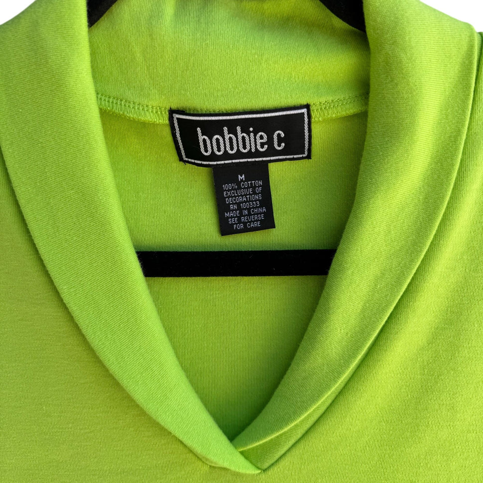 Bobbie C Chartreuse Sleeveless Cotton Womens Preppy Casual Wear Shirt Top New M