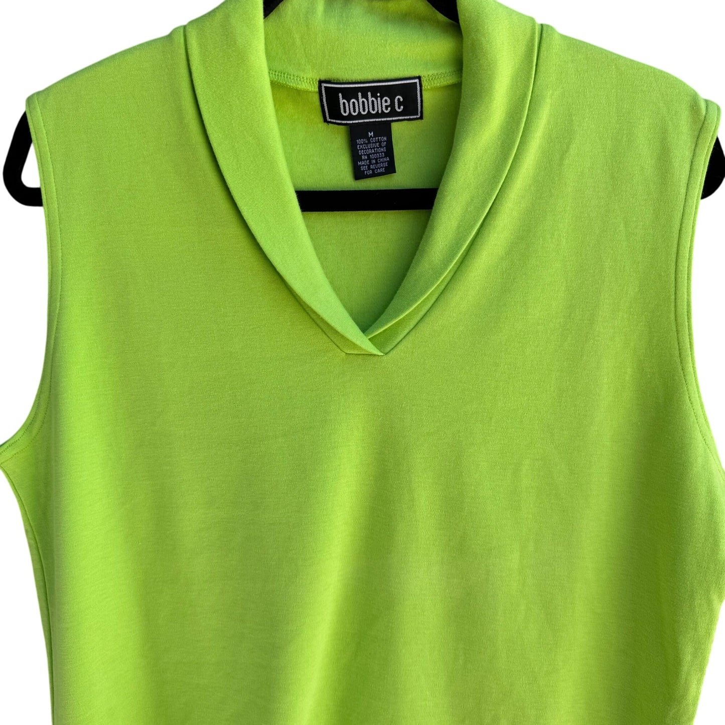 Bobbie C Chartreuse Sleeveless Cotton Womens Preppy Casual Wear Shirt Top New M