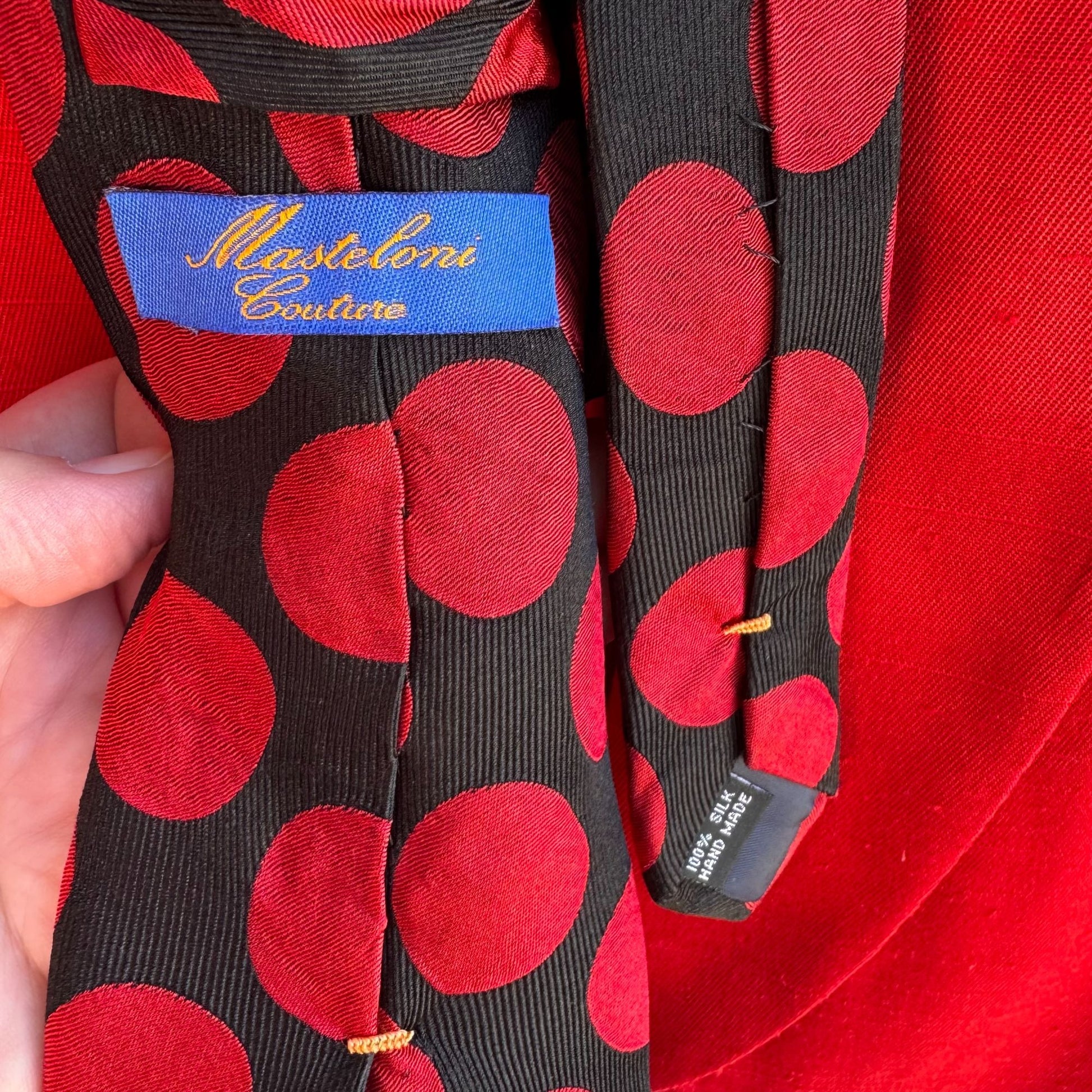 Alan Stuart Vintage Red Shawl Collar Blazer With Mastolini Couture Polka Dot Tie