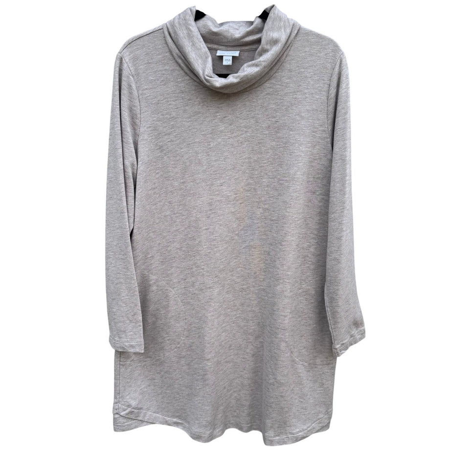 Pure J Jill Luxe Tencel Cowl Neck Tunic Dress Oatmeal Long Sleeve Pockets L