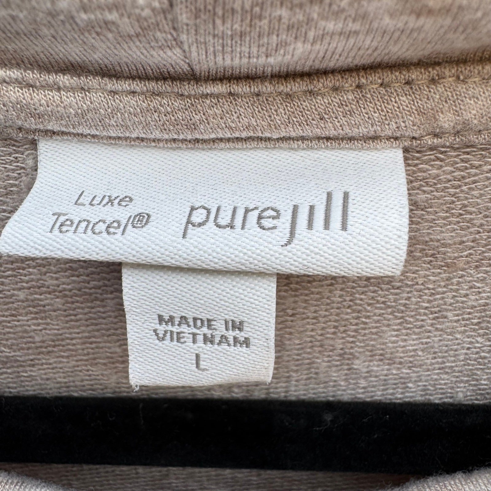 Pure J Jill Luxe Tencel Cowl Neck Tunic Dress Oatmeal Long Sleeve Pockets L