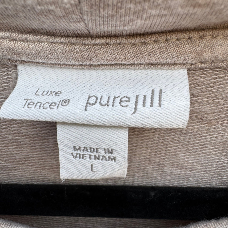 Pure J Jill Luxe Tencel Cowl Neck Tunic Dress Oatmeal Long Sleeve Pockets L