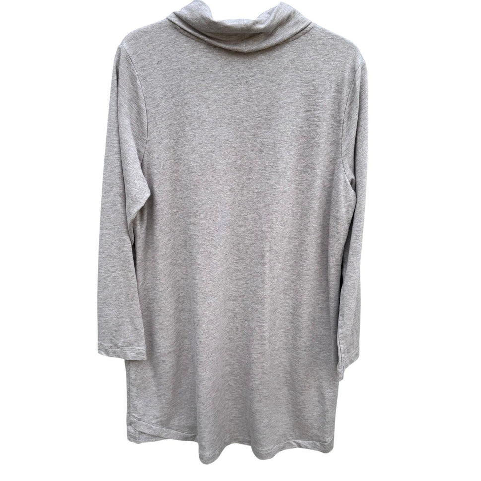 Pure J Jill Luxe Tencel Cowl Neck Tunic Dress Oatmeal Long Sleeve Pockets L