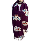 Switch Vintage Batik Womens Hand-Dyed Purple Colorful Fish Print Fringe Scarf Wrap OS 3 image