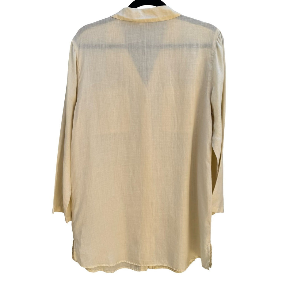 Kleen 100% Ramie Linen Coastal Shirt Butter Yellow Minimalist Lagenlook Womens S