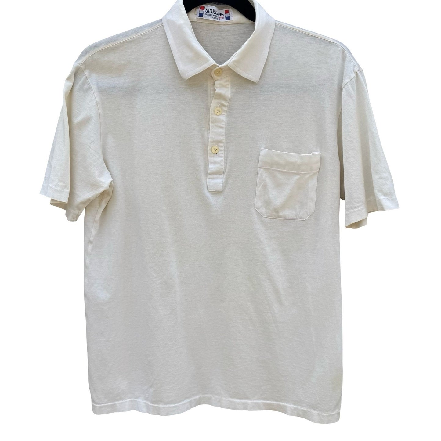 Giordano Sports Wear SPA Paris Mens S Cream Mercerized Cotton Polo Shirt Vintage