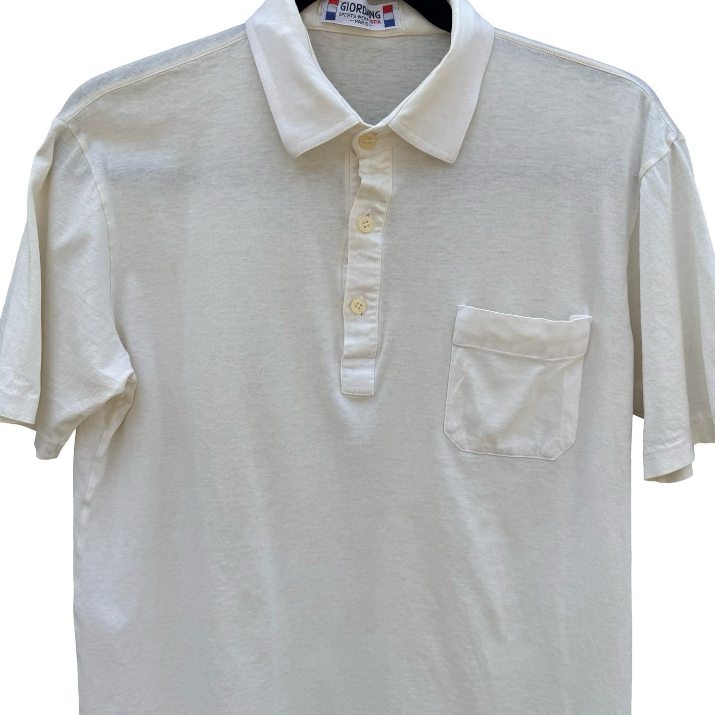 Giordano Sports Wear SPA Paris Mens S Cream Mercerized Cotton Polo Shirt Vintage
