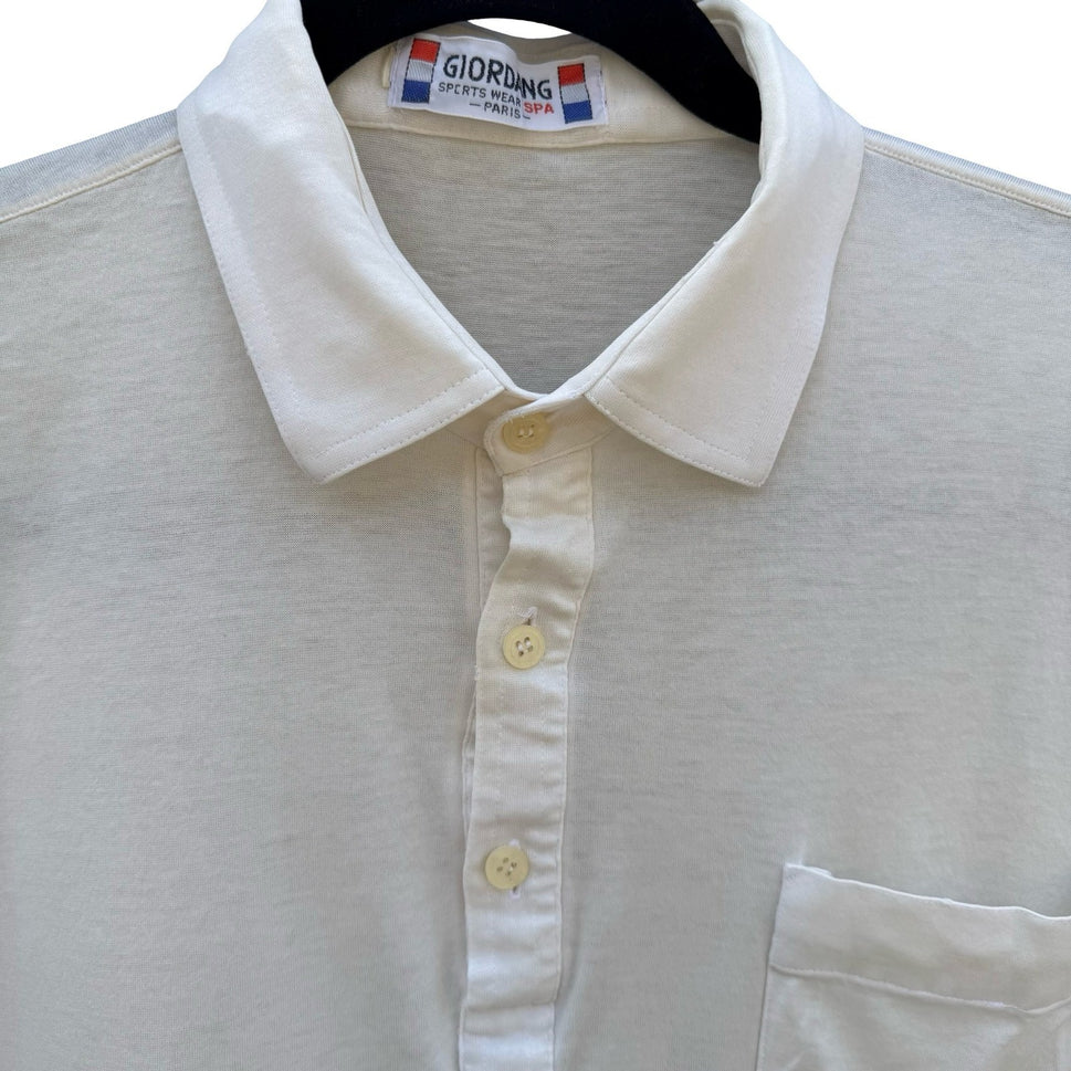 Giordano Sports Wear SPA Paris Mens S Cream Mercerized Cotton Polo Shirt Vintage
