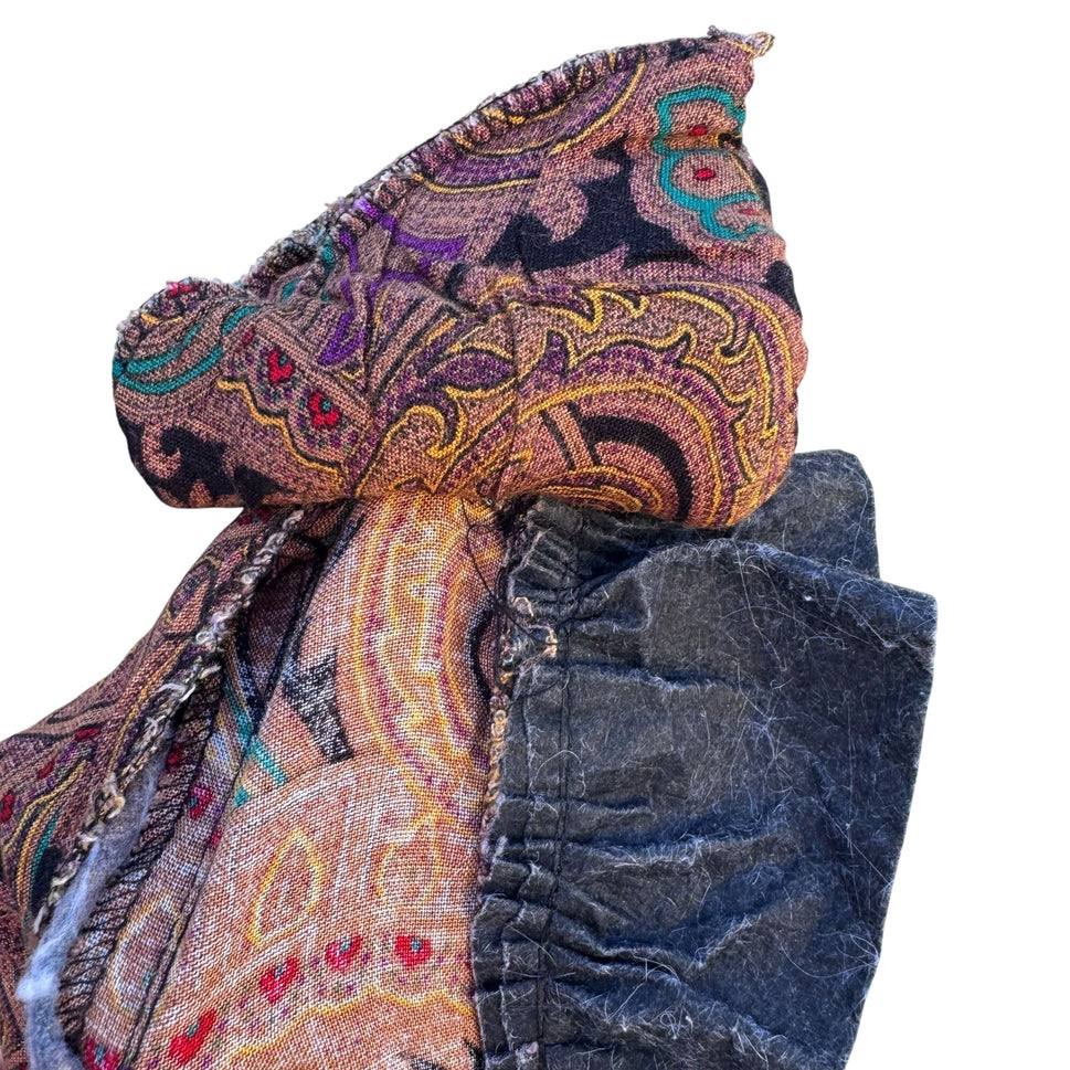 Milanzo Vintage Paisley Long-Sleeve Button Front Pleated Pencil Skirt Dress S